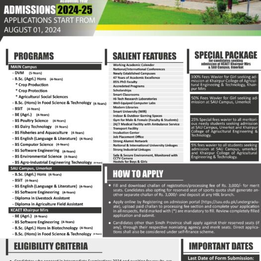 Admissions 2024-25, Applications Start From August 01, 2024