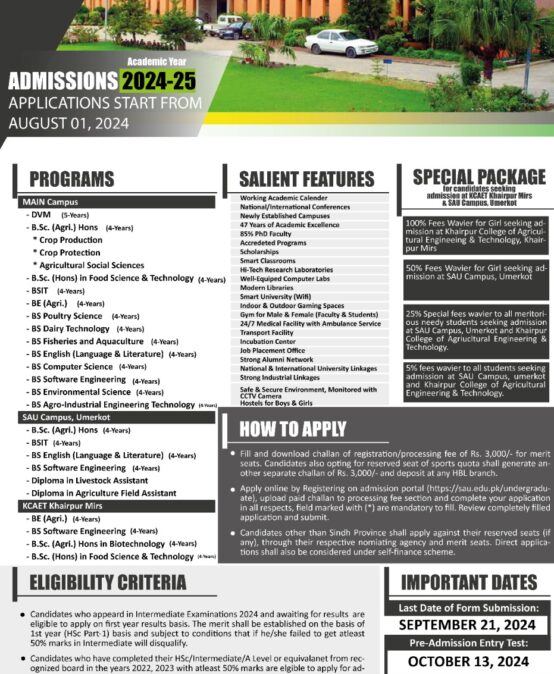 Admissions 2024-25, Applications Start From August 01, 2024